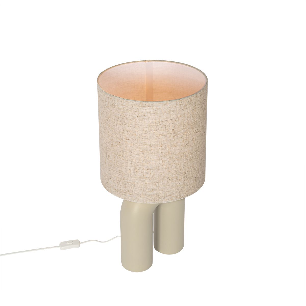 Scandinavische tafellamp beige met linnen kap beige - Lotti