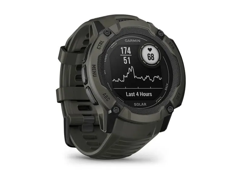 Garmin Instinct 2X Solar - 50 mm - fiberforstærket polymer - Ja smart ur med bånd - håndledsstørrelse: 145-228 mm - monokrom - 64 MB - Bluetooth, ANT  - 67 g - mosgrøn