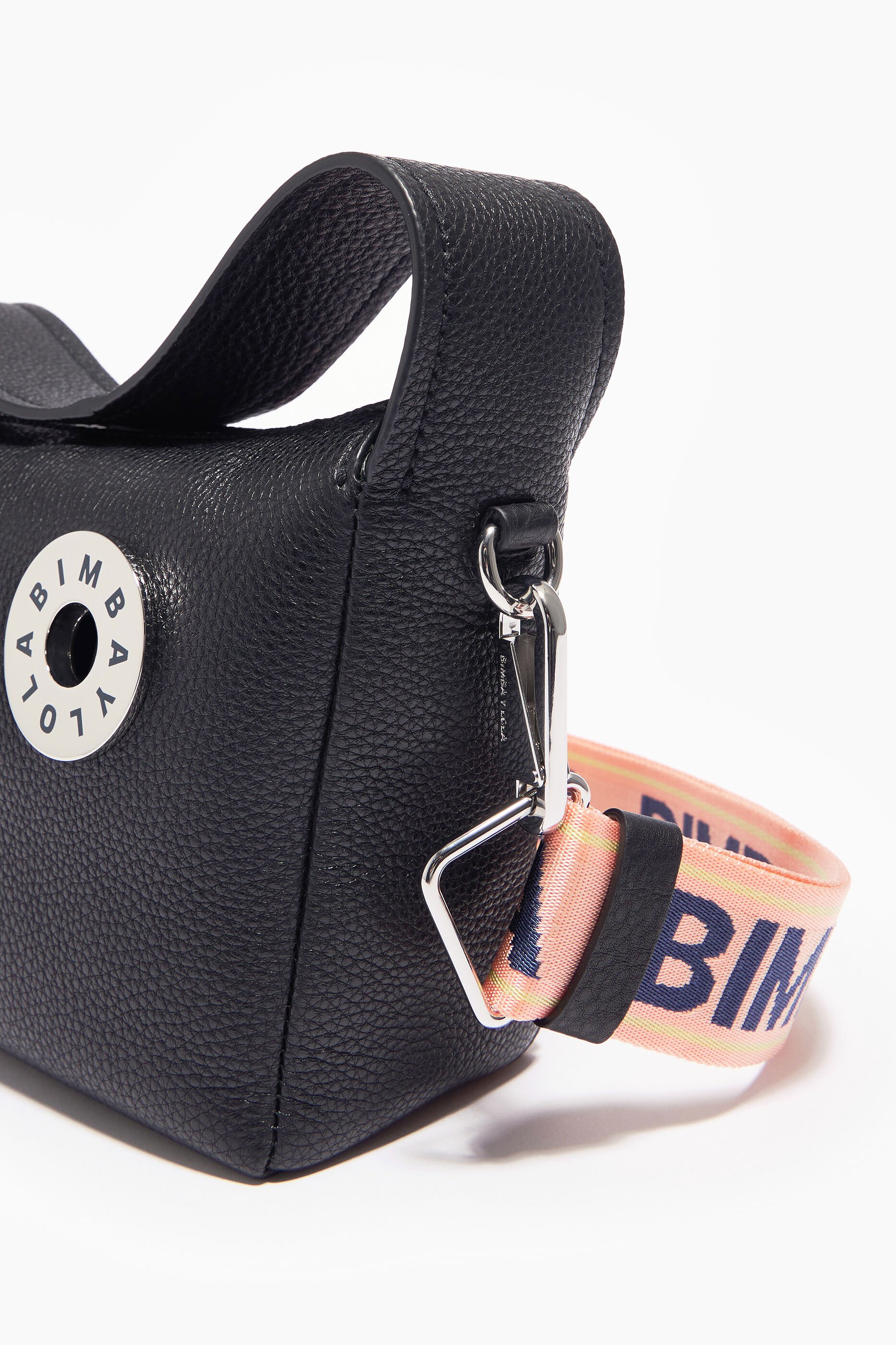 Bolsa hobo pequena de couro preto