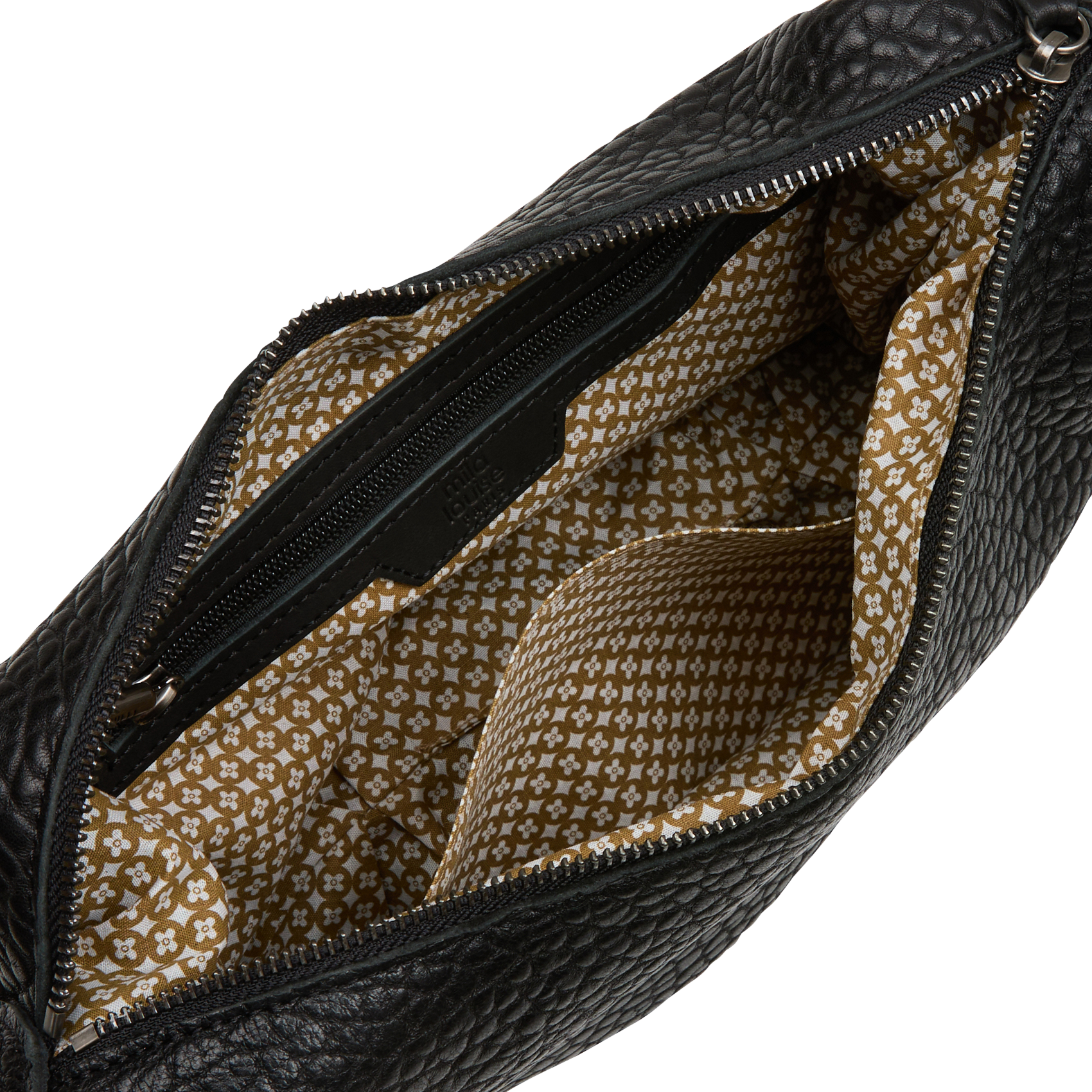 RUBINA - Sac bandoulière demi-lune en cuir | Noir