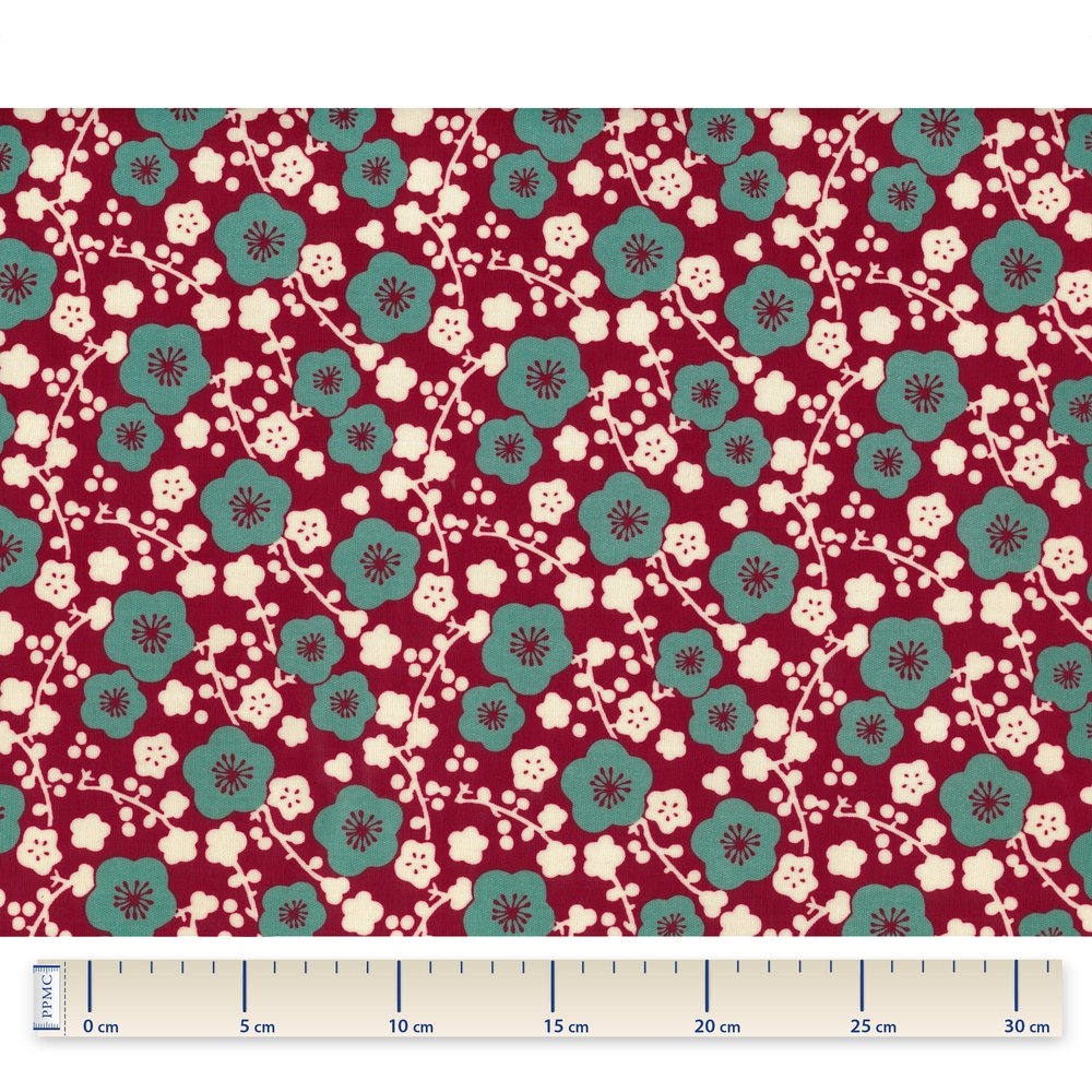 Tissu Enduit Au Mètre Cerisier Rubis Jade