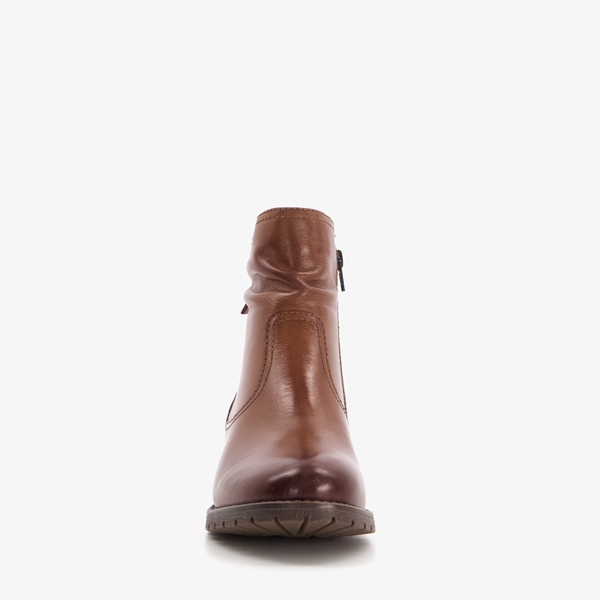 Hush Puppies leren dames enkellaarsjes cognac