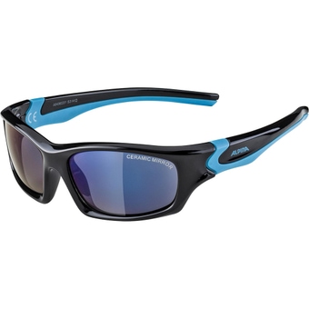 Alpina Flexxy Teen  Sonnenbrille Black-Cyan Gloss / Blue Mirror Kinder