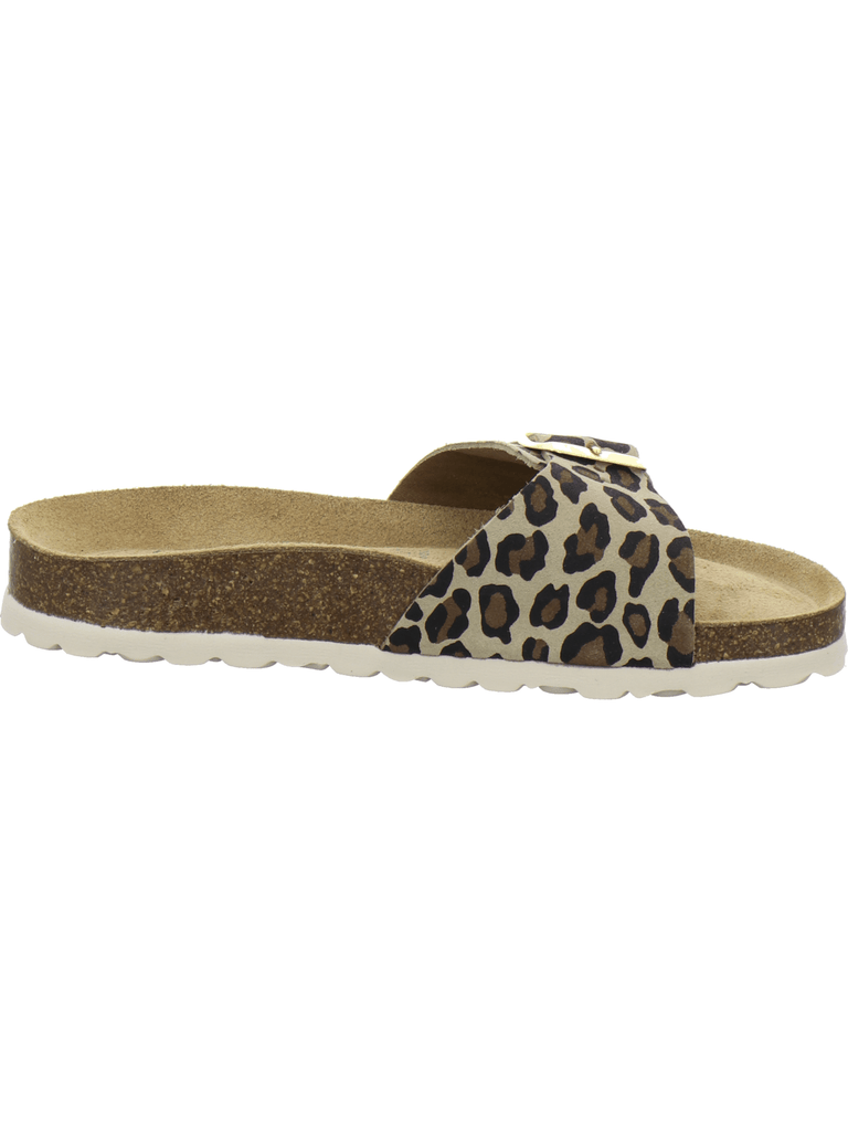 modische Pantoletten Damen leo-beige