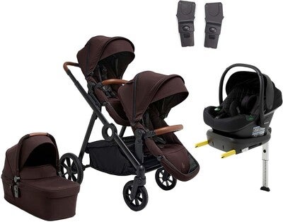 Beemoo Pro Multi 2 Søskenvogn inkl. Route i-Size Babybilstol & Base, Espresso Brown/Black Stone
