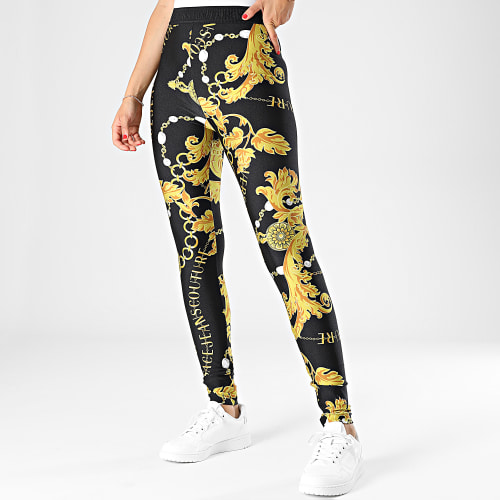 Legging Femme 75HAC101-JS203 Noir Jaune Renaissance Floral