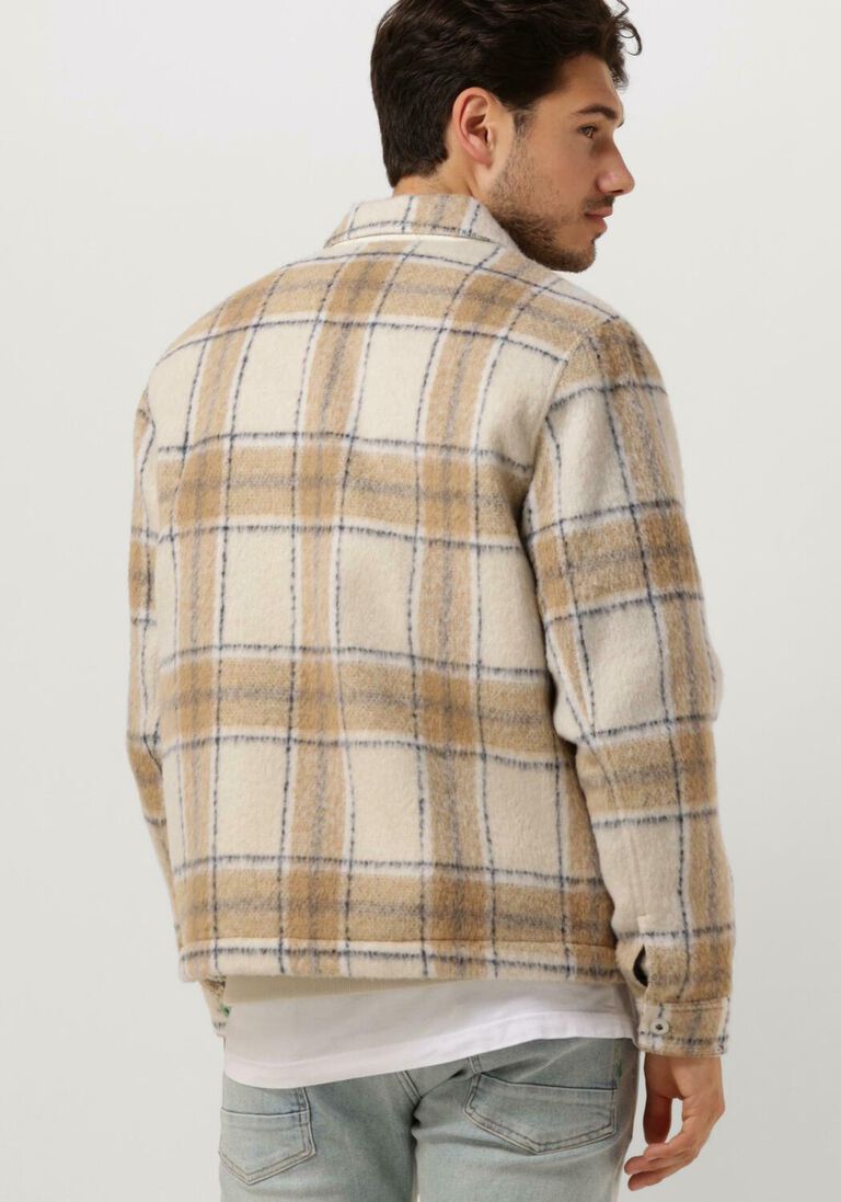 SCOTCH & SODA gebroken wit scotch & soda overshirt wool-blend zip-thru check overshirt