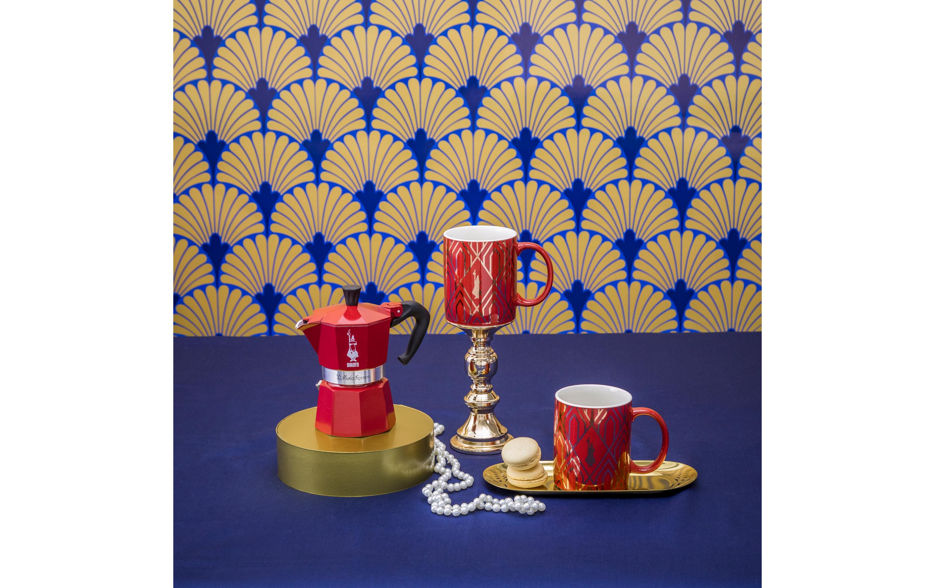 Espressokocher Moka Express Deco Glam inkl. 2 TassenItalienische Espressokanne, Füllmenge der Kanne für 6 Tassen