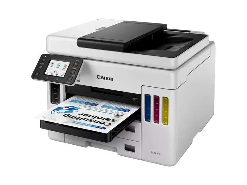 Canon MAXIFY GX7050 - Multifunktionsprinter - farve - blækprinter - kan genopfyldes - Legal (216 x 356 mm)/A4 (210 x 297 mm) (original) - A4/Legal (medie) - op til 24 ipm (udskriver) - 600 ark - 33.6 Kbps - LAN, Wi-Fi(n), USB 2.0, USB vært