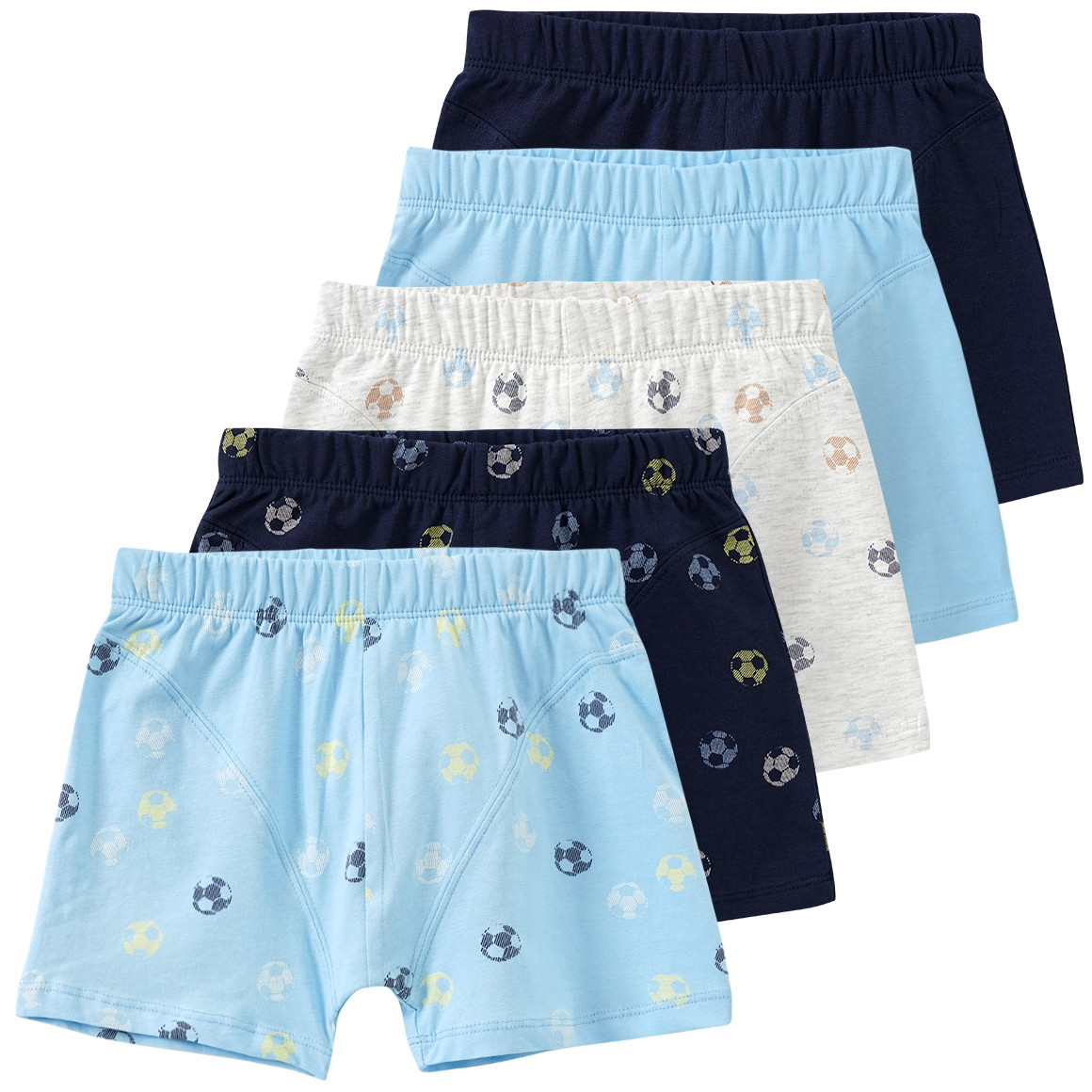 Yigga 5 Jungen Boxer mit Bio-Baumwolle hellblau / dunkelblau / creme