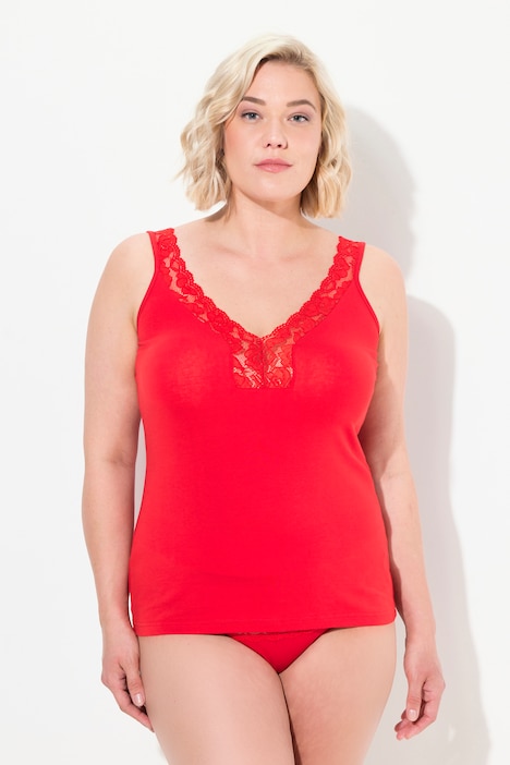 Top, Spitze, V-Ausschnitt, Slim