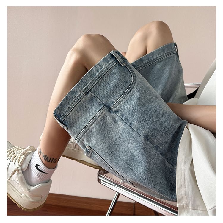 Tiaota - Mid Rise Washed Denim Shorts