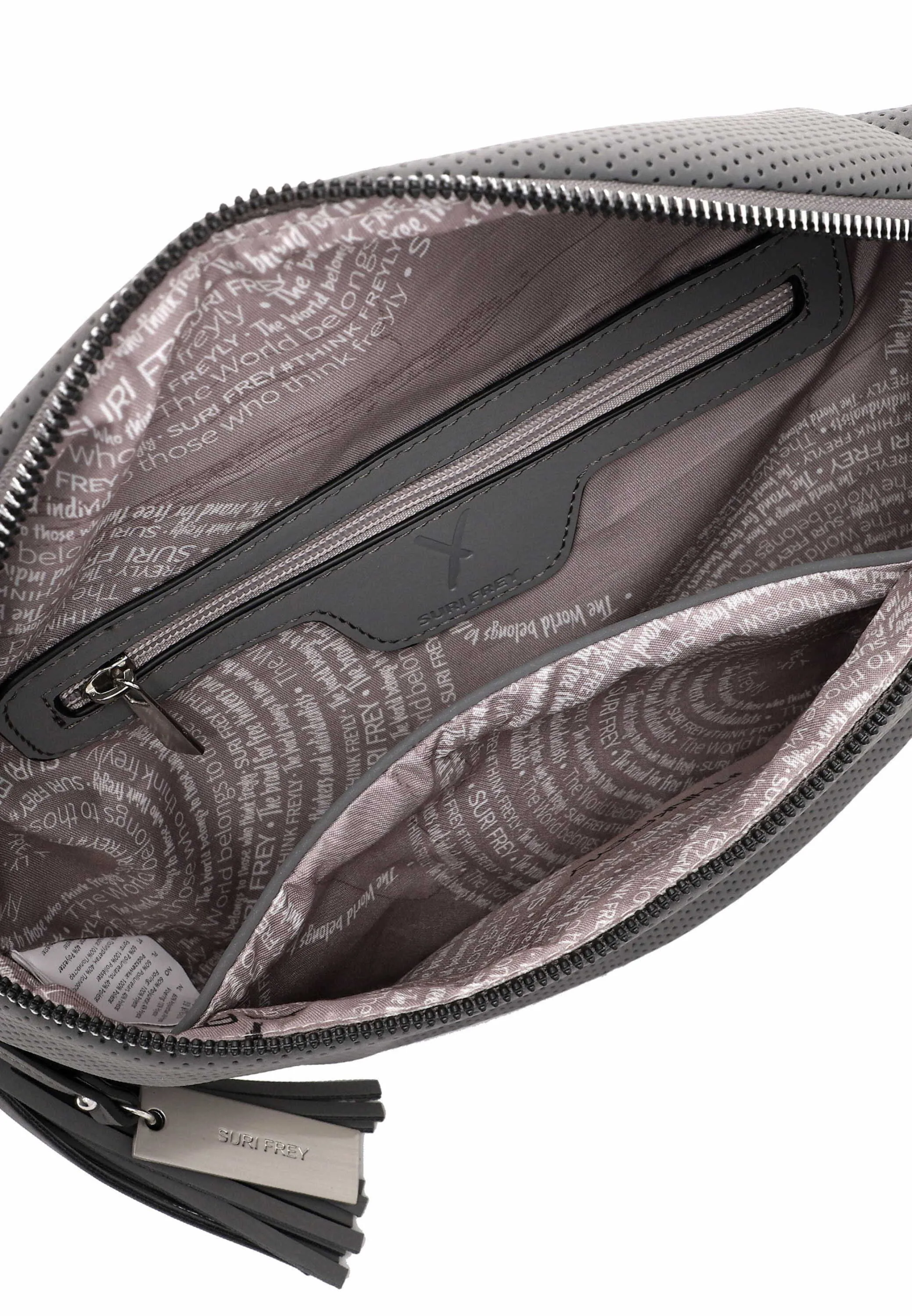 SURI FREY Gürteltasche / Bodybag Grau Lederimitat