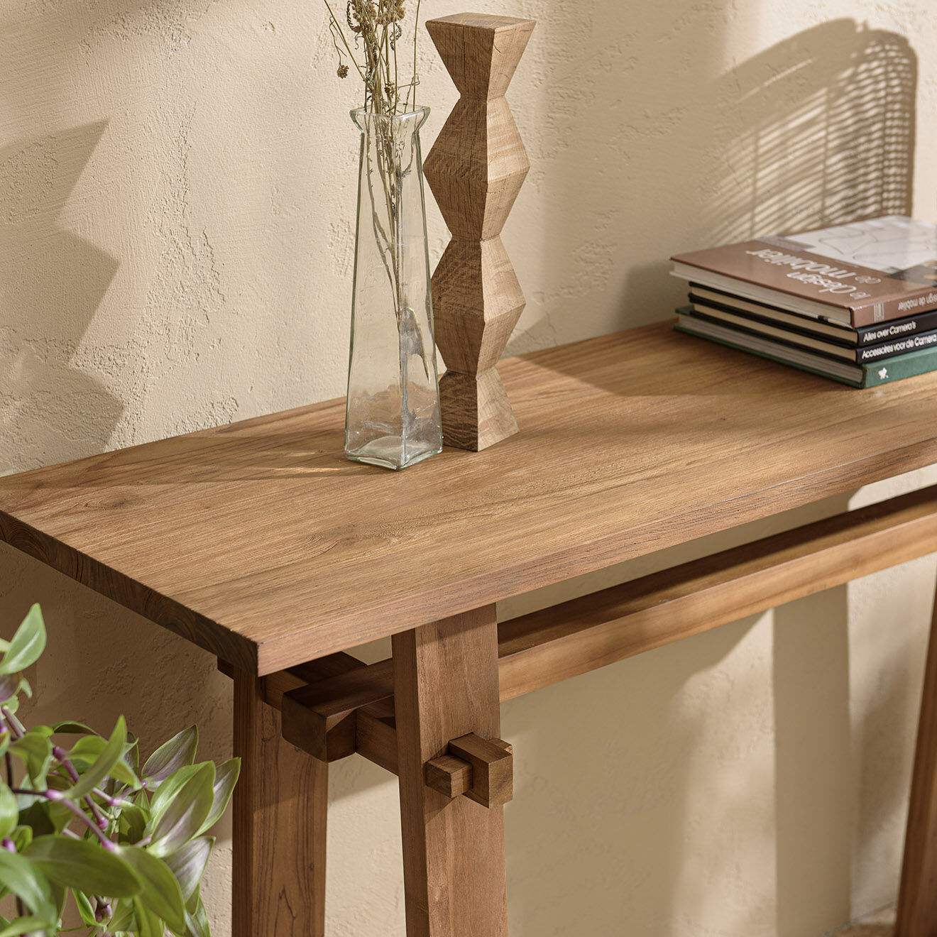 Macabane Console en bois de teck recyclé Sixtine bois - 140.5x40x78.5 cm