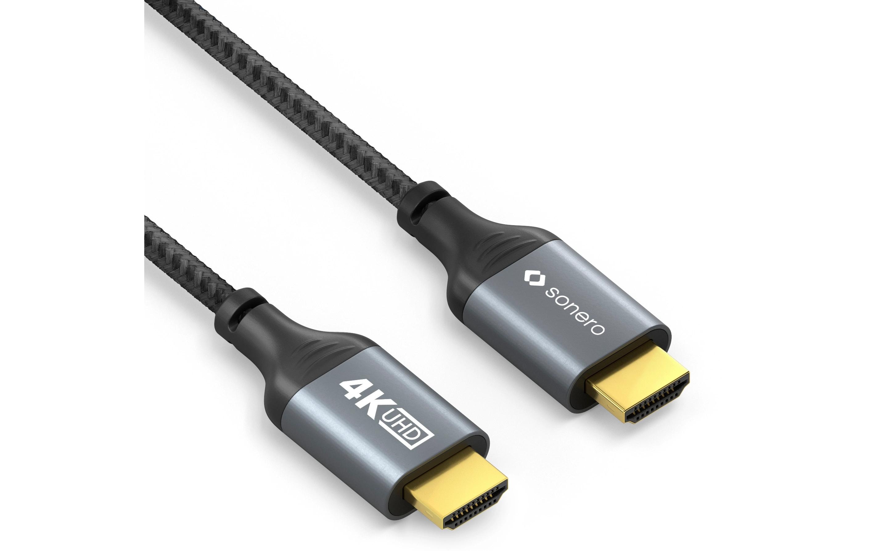 Kabel HDMI - HDMI, 3 mHDMI auf HDMI Kabel - 4K60 - grau/schwarz - 3.00m