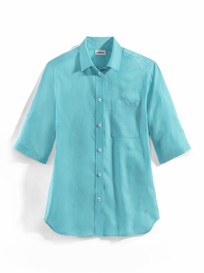 Lyocell-Leinen-Bluse Krempelarm