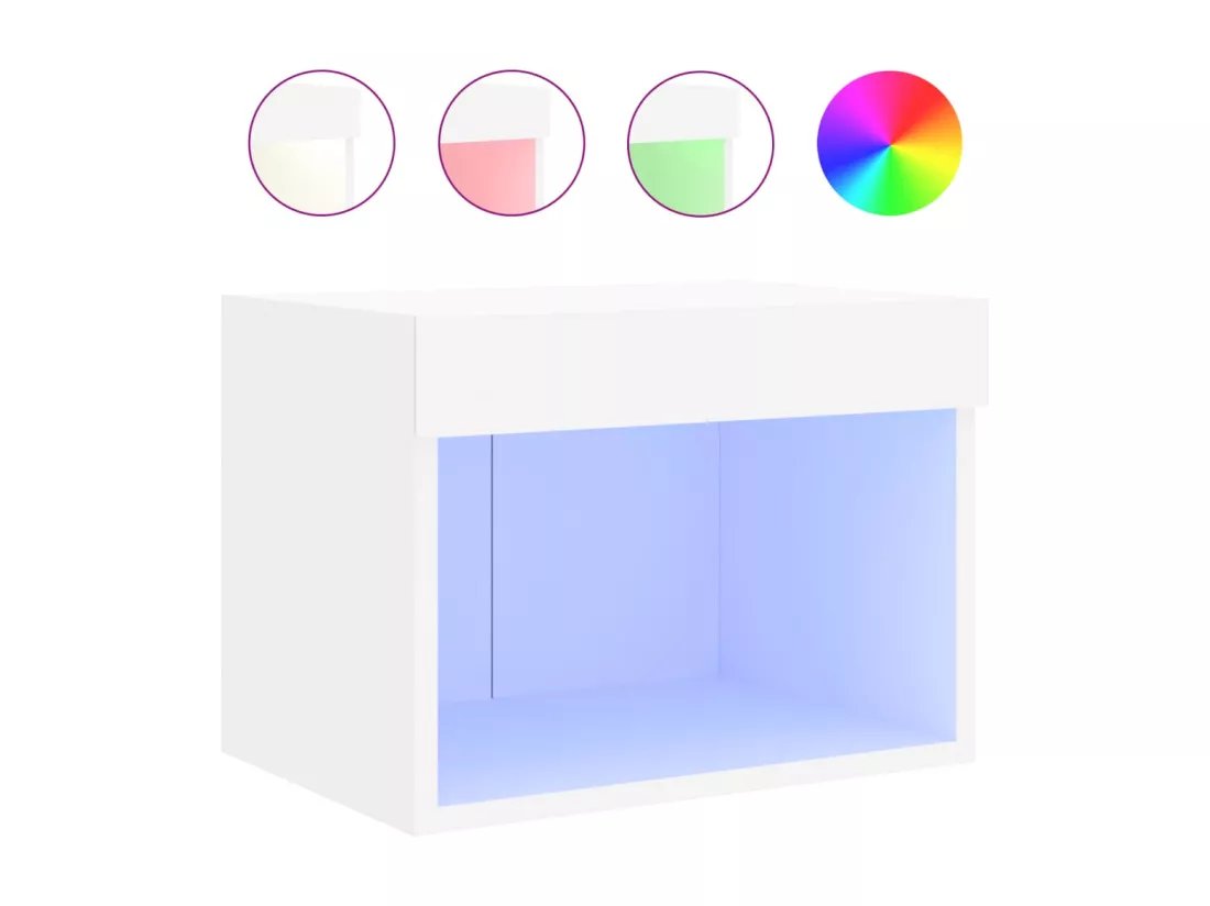 Table de chevet murale avec lumières LED blanc