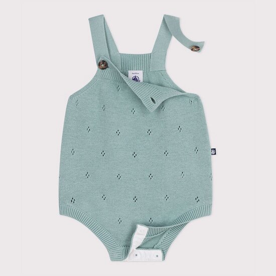 Barboteuse bébé en tricot à point fantaisie à bretelles   de               Petit Bateau