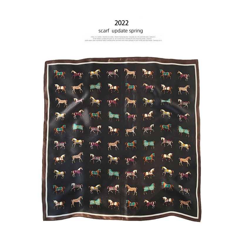 Frior - Vierkante sjaal met paardenprint