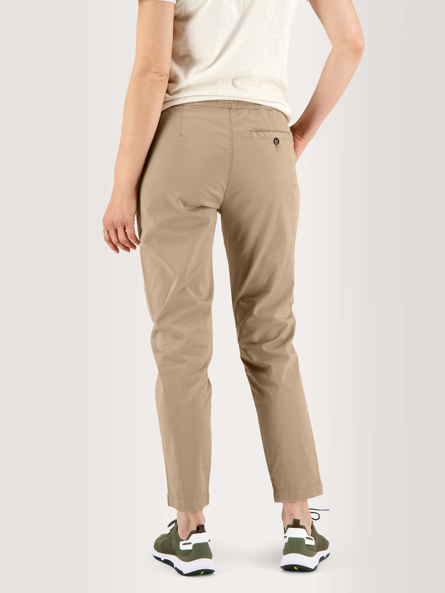 Pantalon Femme Ceinture Elastiquée Coton Beige