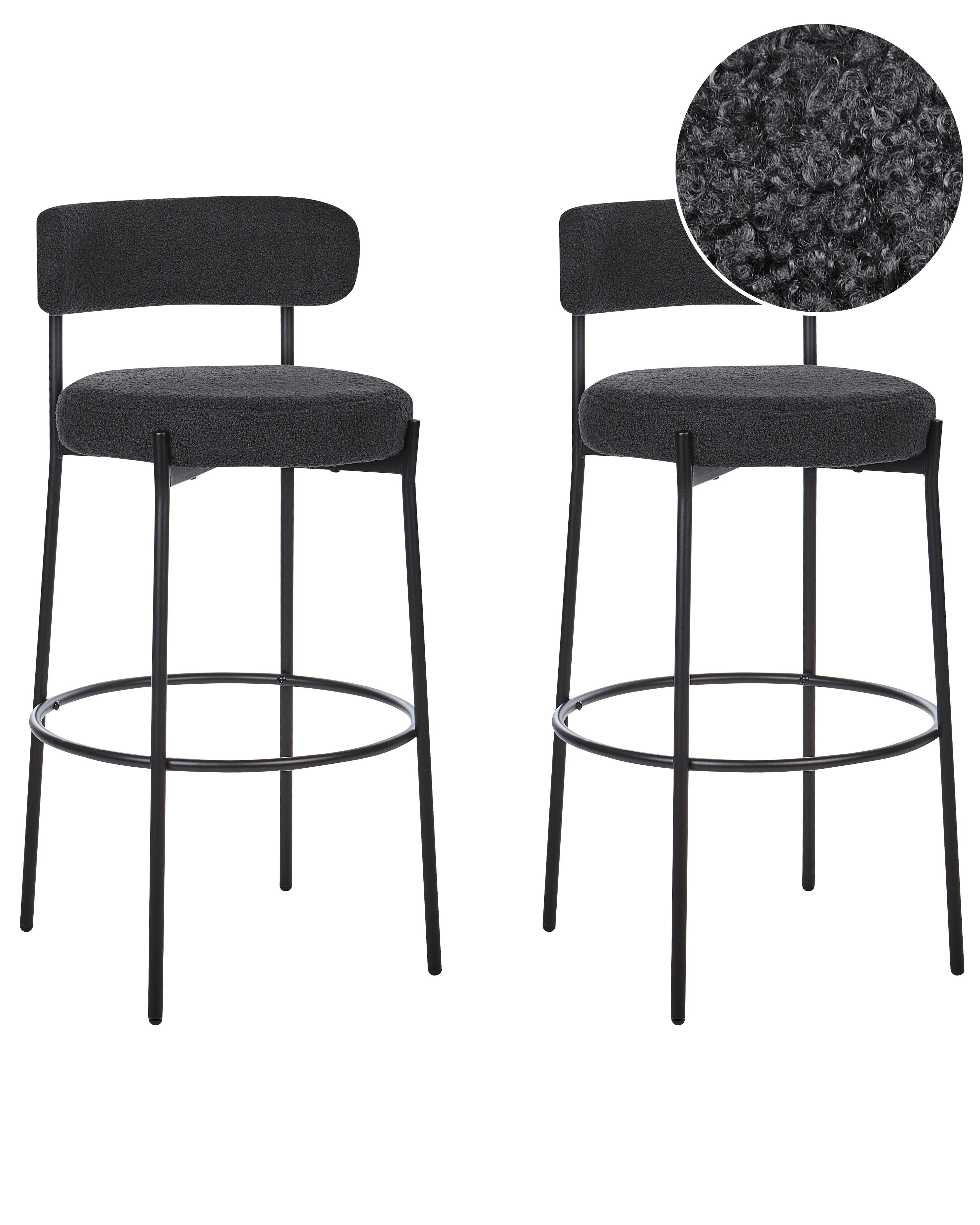 Set van 2 barstoelen ALLISON Bouclé Zwart