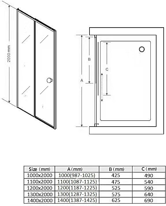 Saniclear - Slide - Schuif Douchedeur - 100x200cm - Anti-kalk