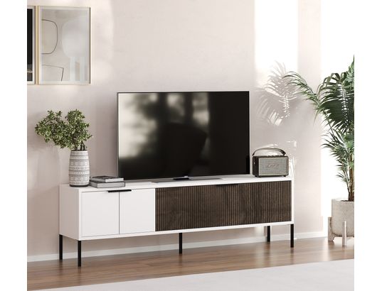 CONCEPT1 - Meuble TV Noah blanc noyer 150 x 30 x h45 cm