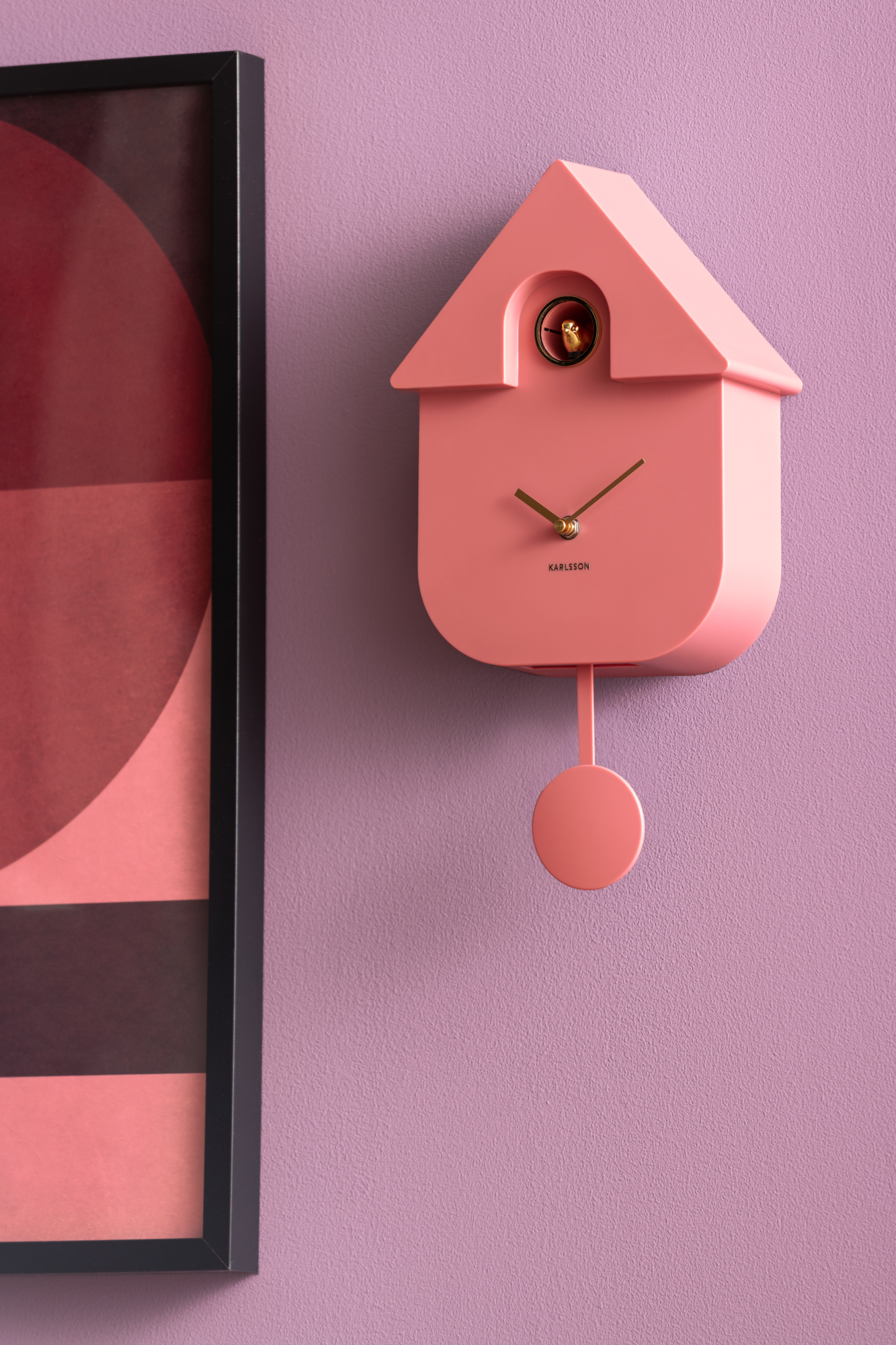 Wandklok Modern Cuckoo Oro Roze bruin