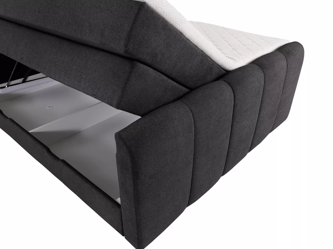 Ensemble complet boxspring tête de lit capitonnée + sommiers coffre + matelas + surmatelas - 160 x 200 cm - Tissu - Anthracite - VERONE II de PALACIO