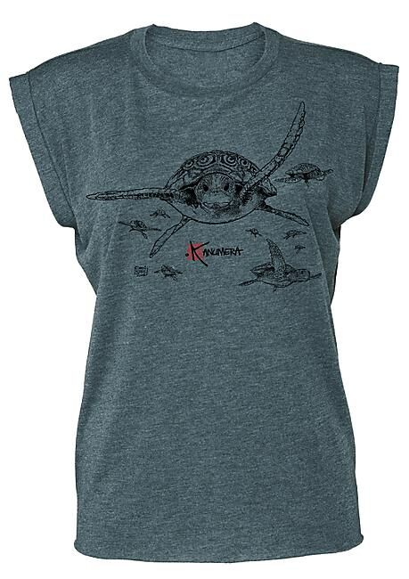 KANUMERA - T-SHIRT FLUIDE MANCHES ROULOTTEES LES TORTUES F