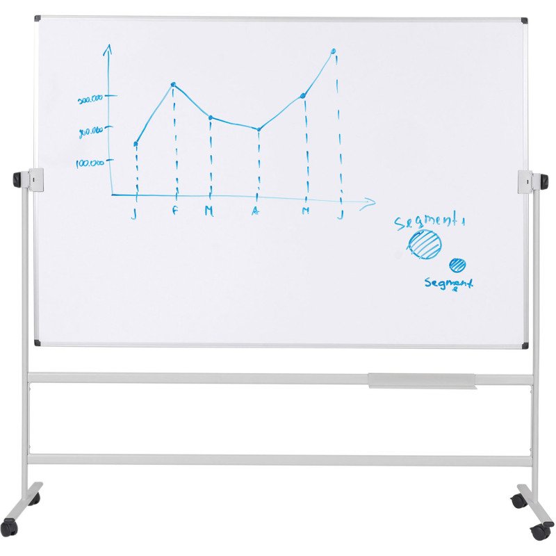 Tableau blanc pivotant double face mélaminé cadre acier 120 x 180 cm Maya Bi-Office
