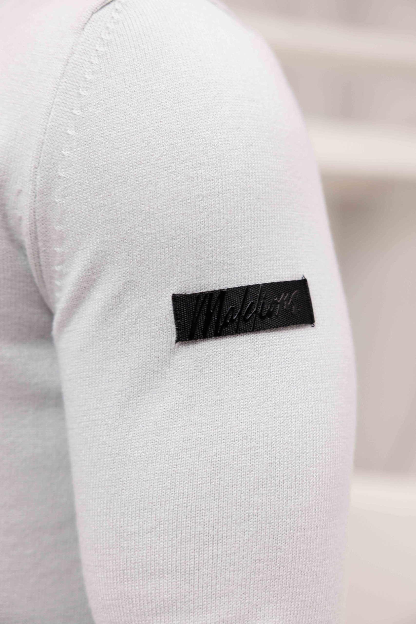 Malelions Knitted Quarter Zip Sweater Heren Lichtgrijs