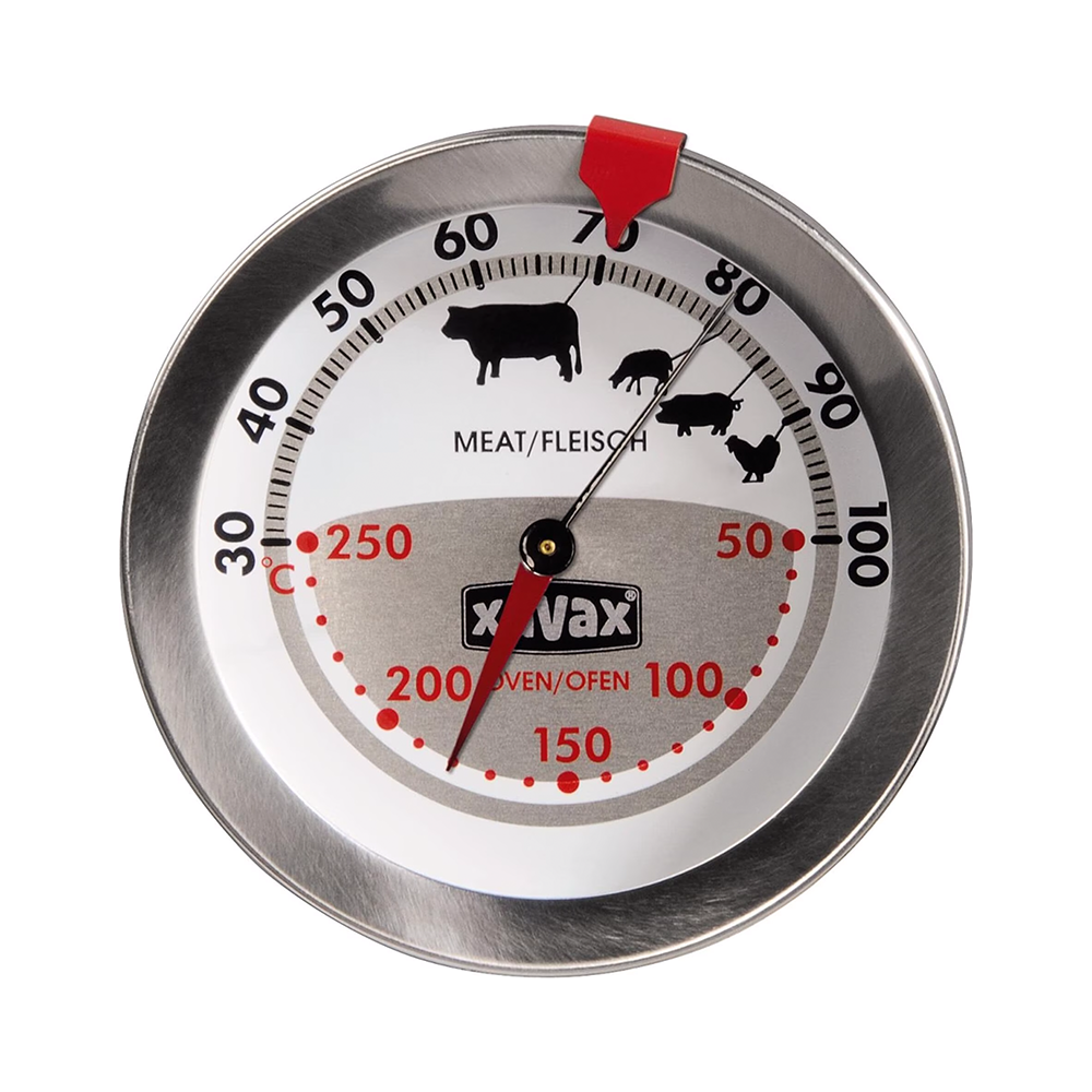 (Ø73mm) Mechanisches Edelstahl Ofen Thermometer BBQ Grill Fleisch Kerntemperaturmesser (00111018) - Silber