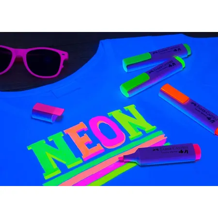 Faber-Castell Textilmarker in Neonfarben für helle Stoffe, 4er Packung