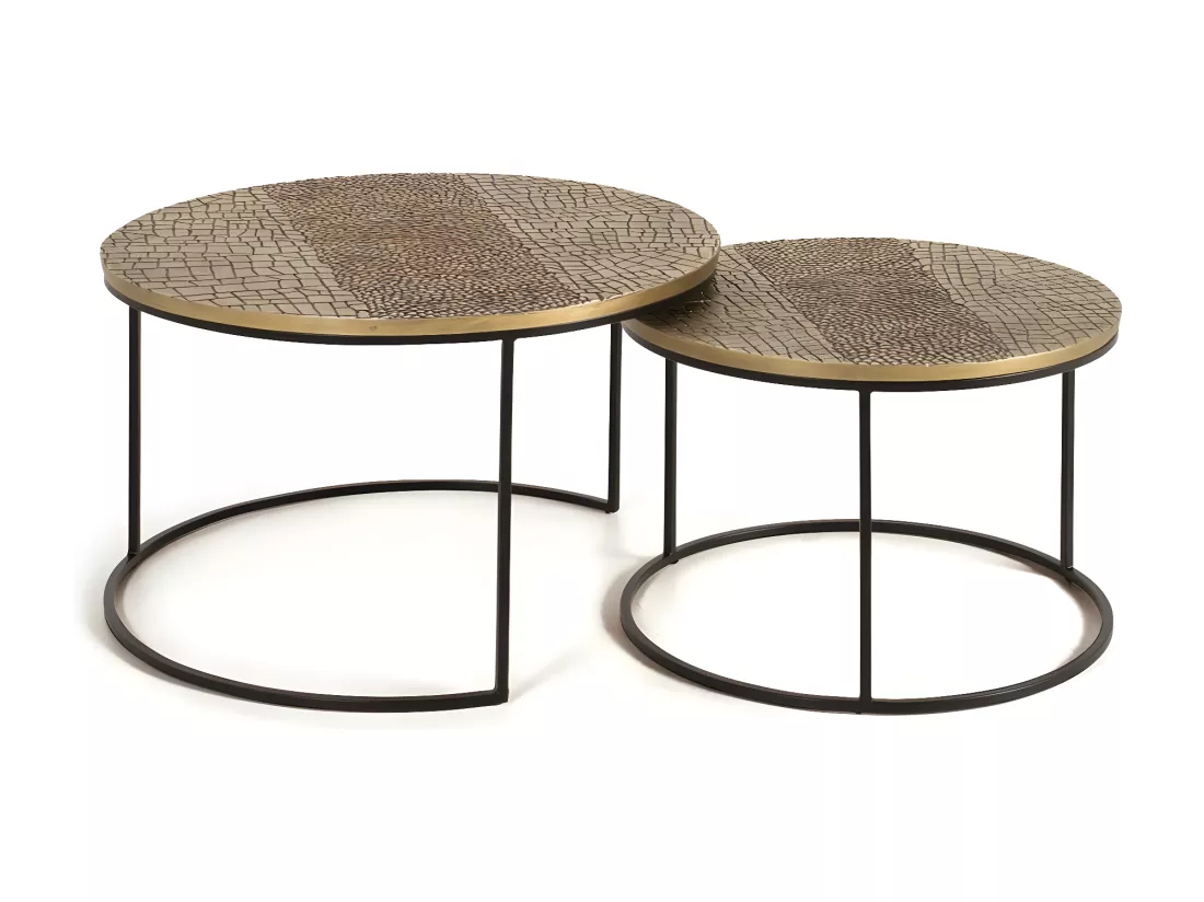 Table set 2 en fer et aluminium noir et bronze Multicolor.Giner y Colomer.