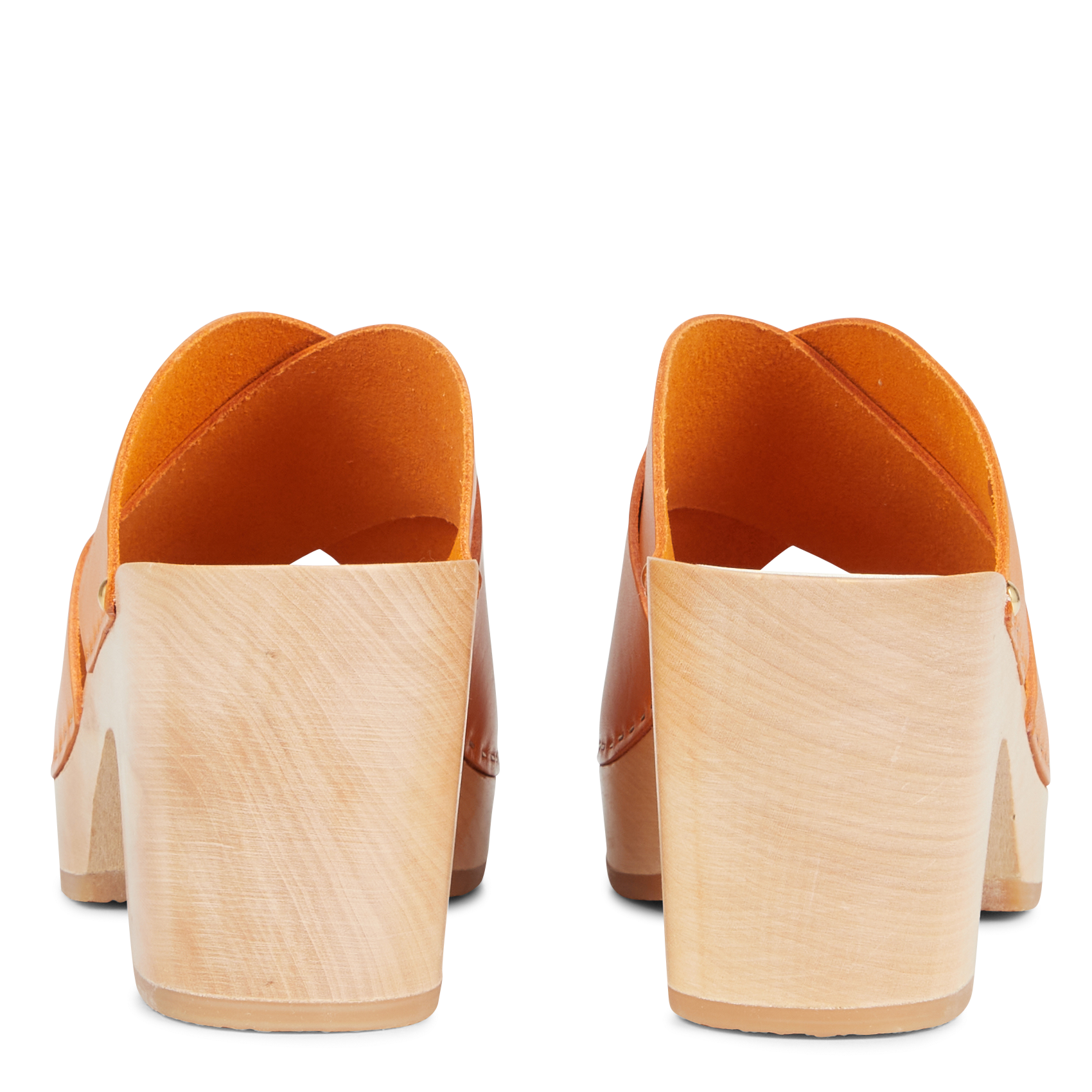 YZIS - Sabot à talon haut en cuir | Orange