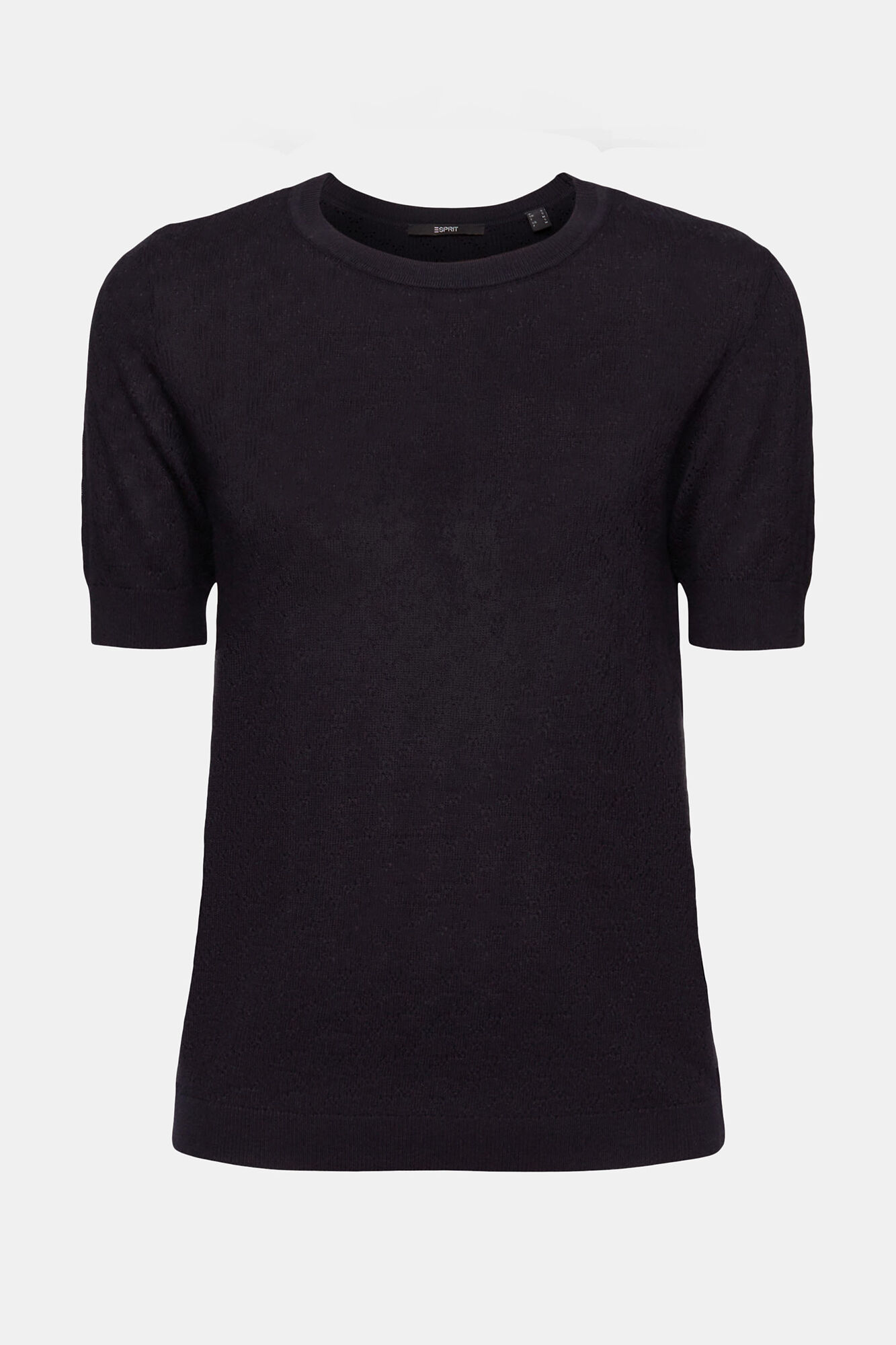 Camisa justa de cor sólida com linho - Azul marinho
