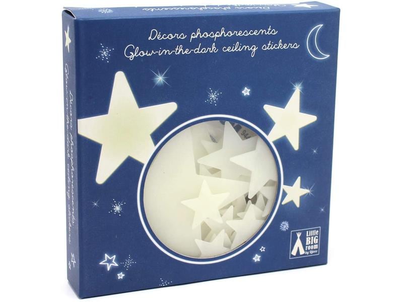 DJECO Wandtattoo Leuchtdeko Sterne Phosphoreszierendes Sticker Set mit 65 Teilen