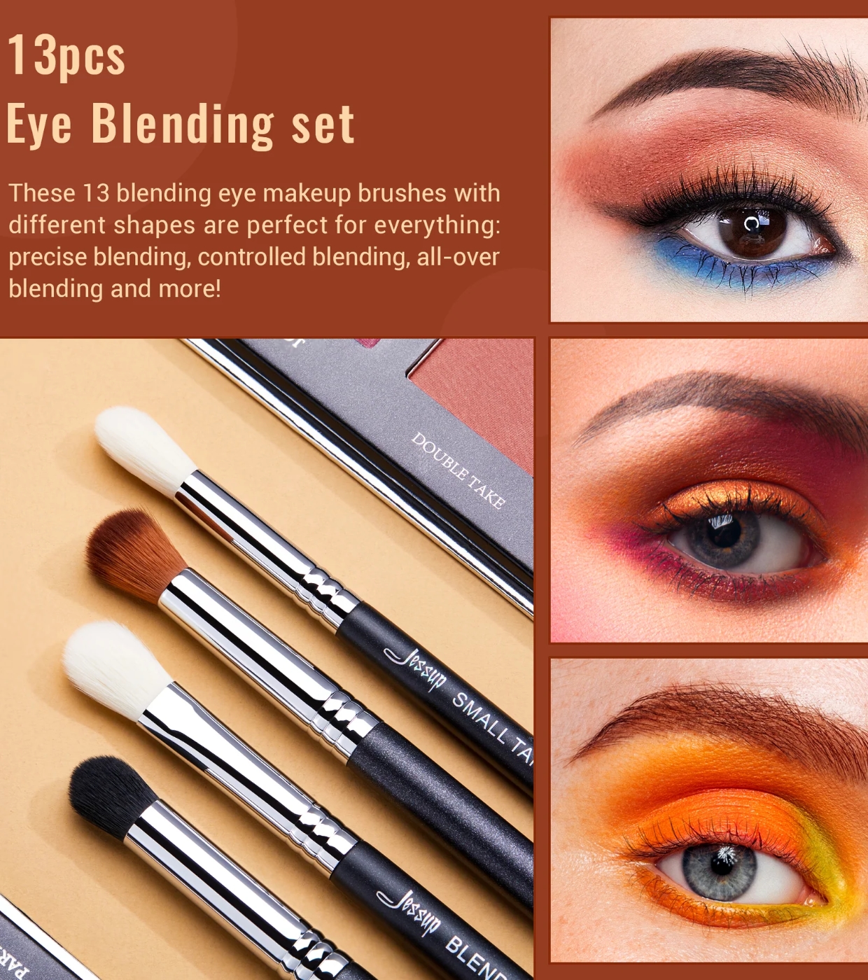 Jessup Beauty - Conjunto de pincéis PRO 13 peças - T338: Black/Silver