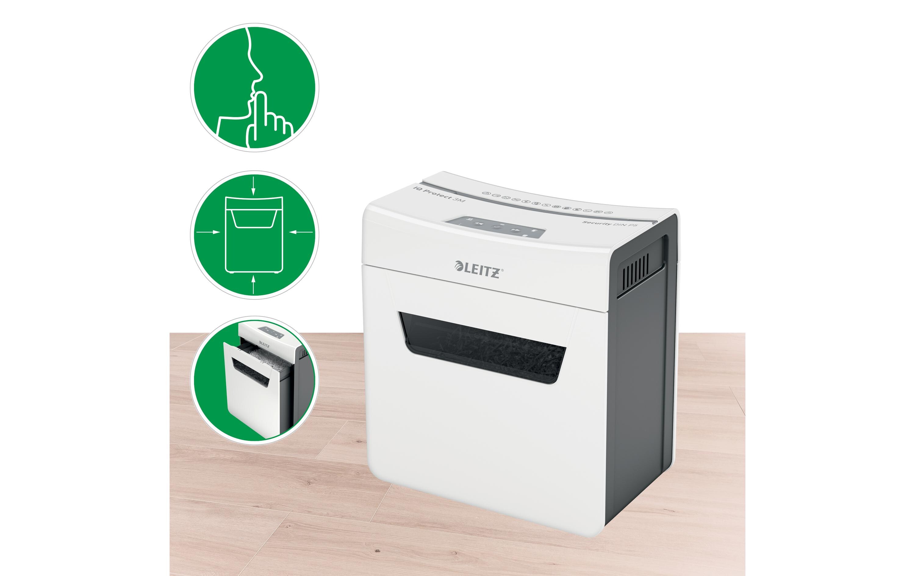 Aktenvernichter IQ Protect Premium 3M , P-5, 3 Blatt<br>Manueller Dokumentenvernichter mit Mikroschnitt für die sichere Vernichtung streng vertraulicher Unterlagen