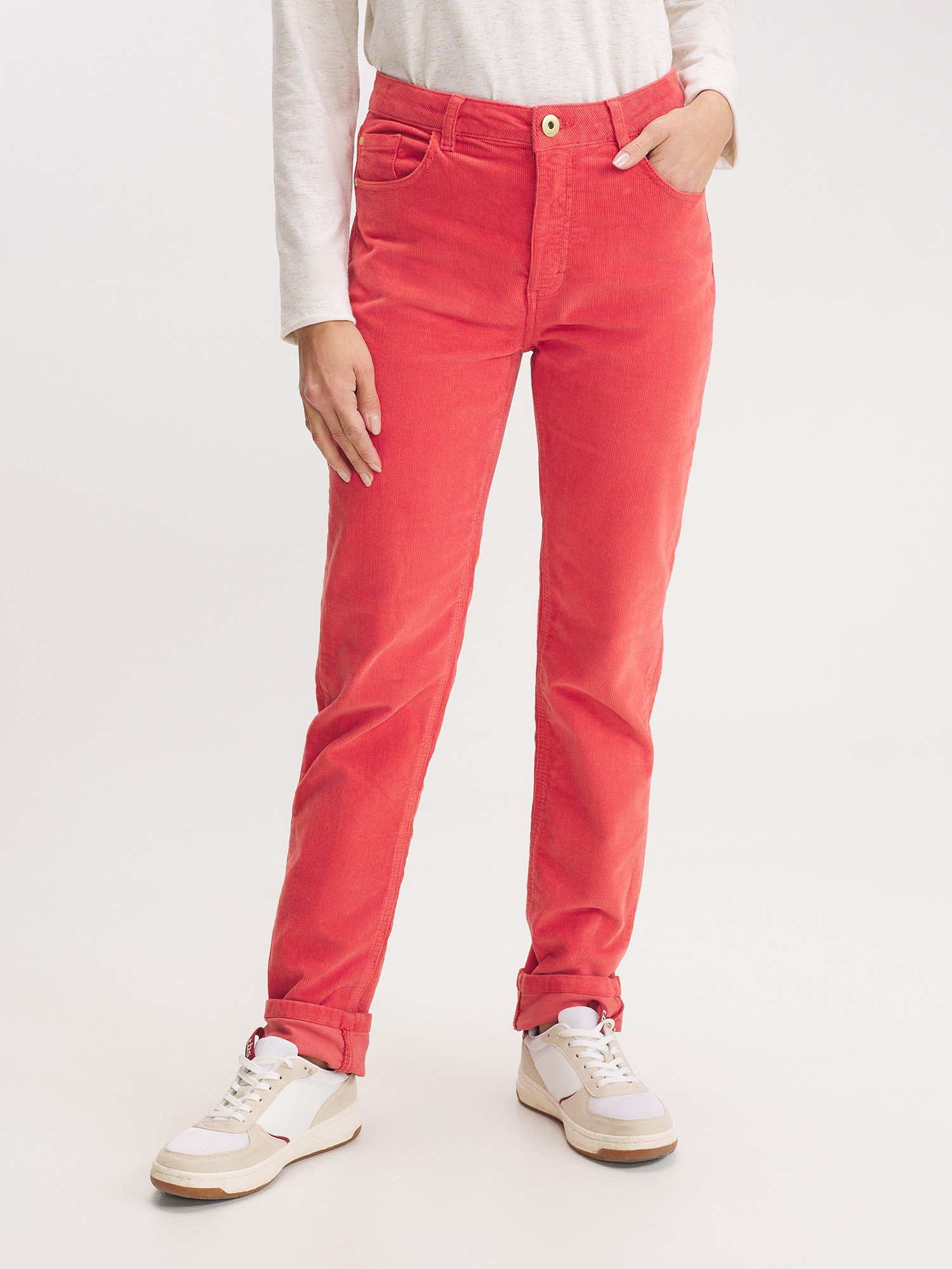 Pantalon Femme Velours Côtelé Rose