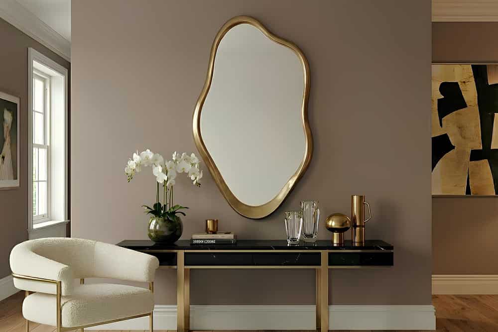 Moderner Wandspiegel EMBER 100cm gold variabel aufhängbar organische Form