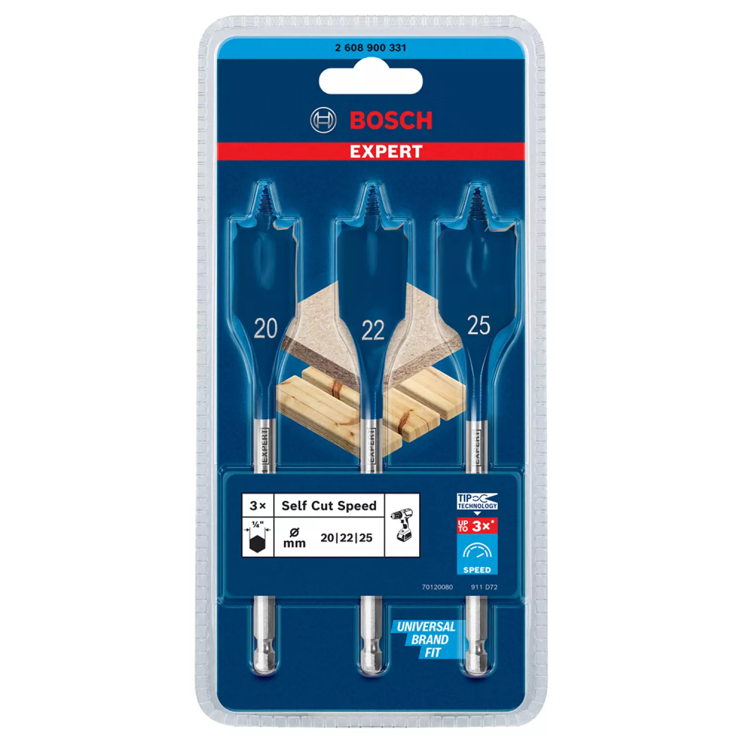 Bosch 2608900331 EXPERT 3-delige speedborenset Self Cut Speed - 20/22/25mm