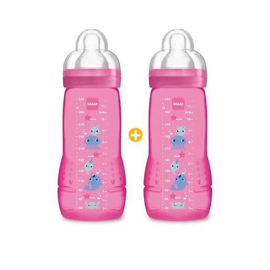 Lot de 2 biberon 2ème âge 330ml   Rose        330 ml   de               Mam