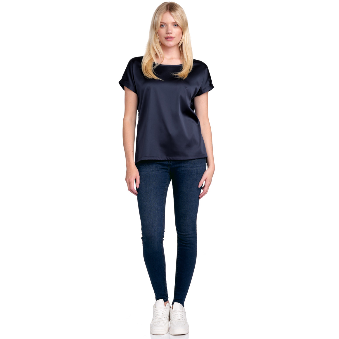 Jonas Nielsen Damen Skinny Jeans mit Used-Waschung dunkelblau