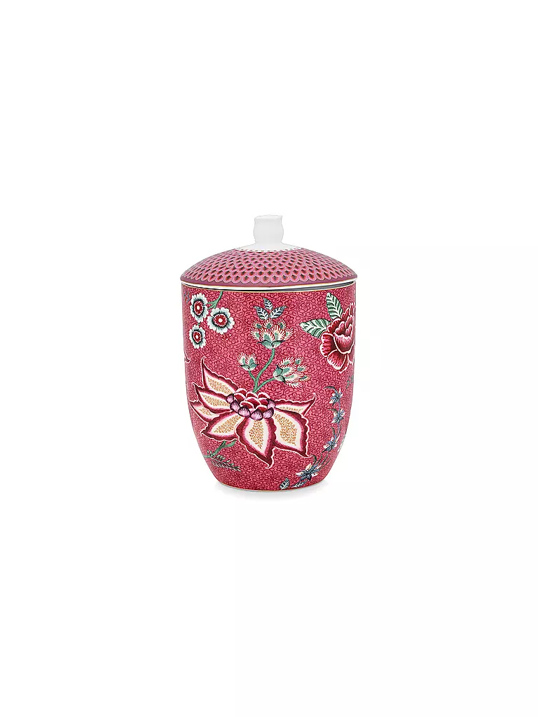 PIP STUDIO Dose mit Deckel 1500ml Flower Festival Dark Pink beere