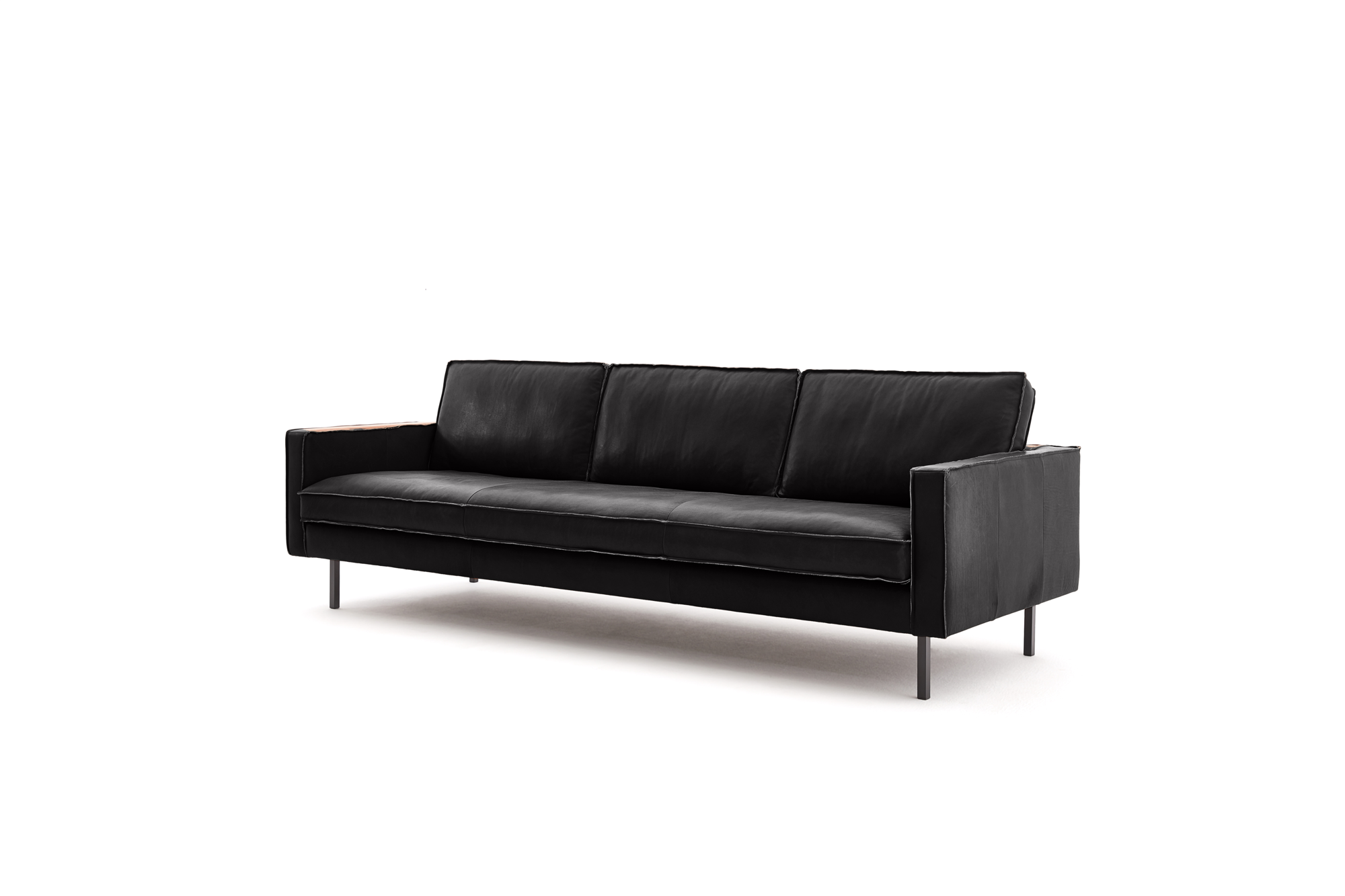 Loods 5 Design 4-zitsbank Slimm Leer Outside 4 Zits - 245 cm | PGC Sauvage Black | Poten: Zwart