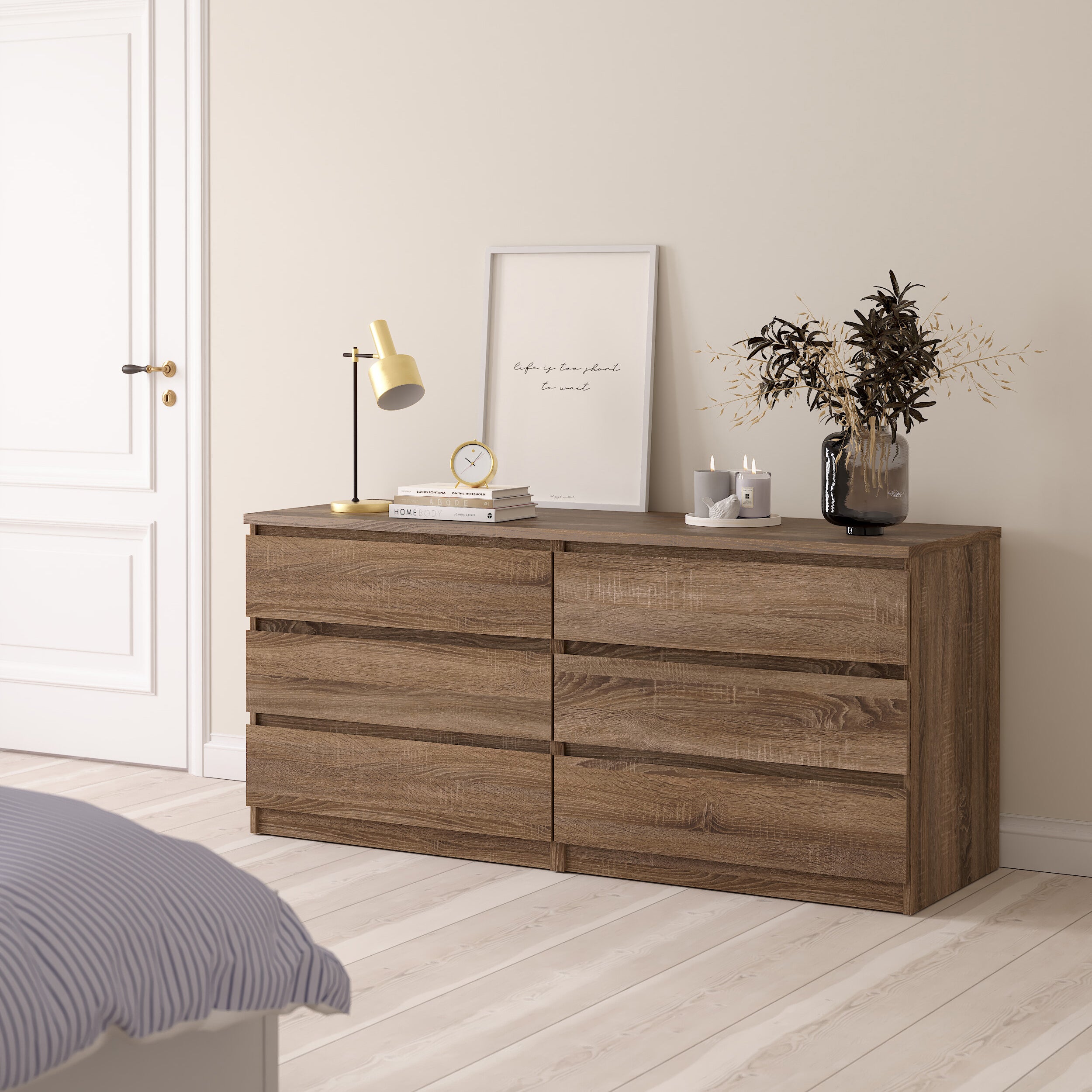 by fonQ basic Slide Ladekast - 6 lades -  Walnoot