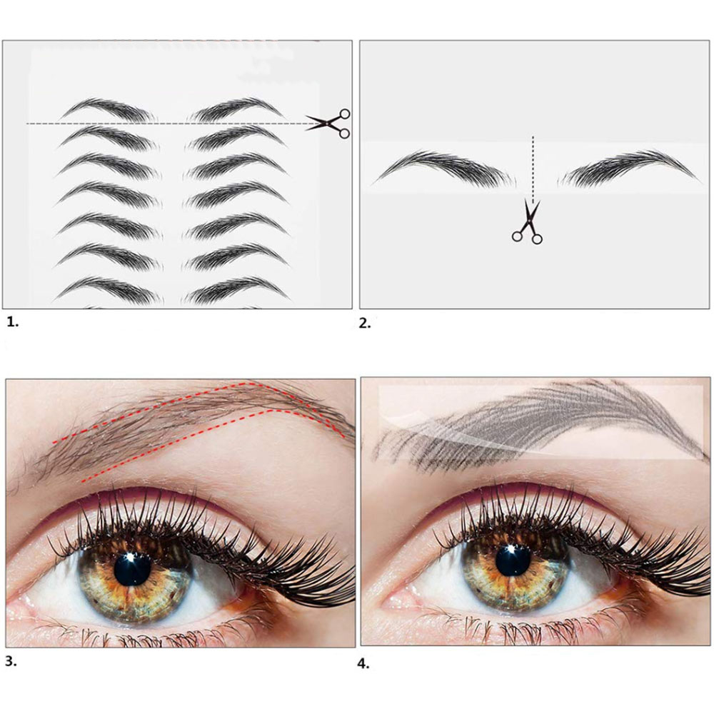 (11er Set) Wasserfeste Augenbrauen Aufkleber Temporary Tattoo Haut Sticker - Style 1