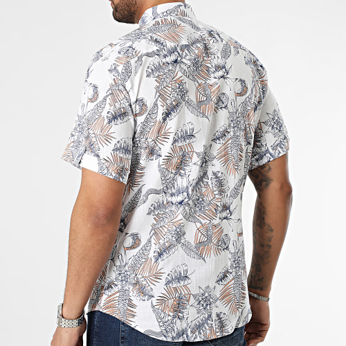 Chemise Manches Courtes Floral Blanc Orange
